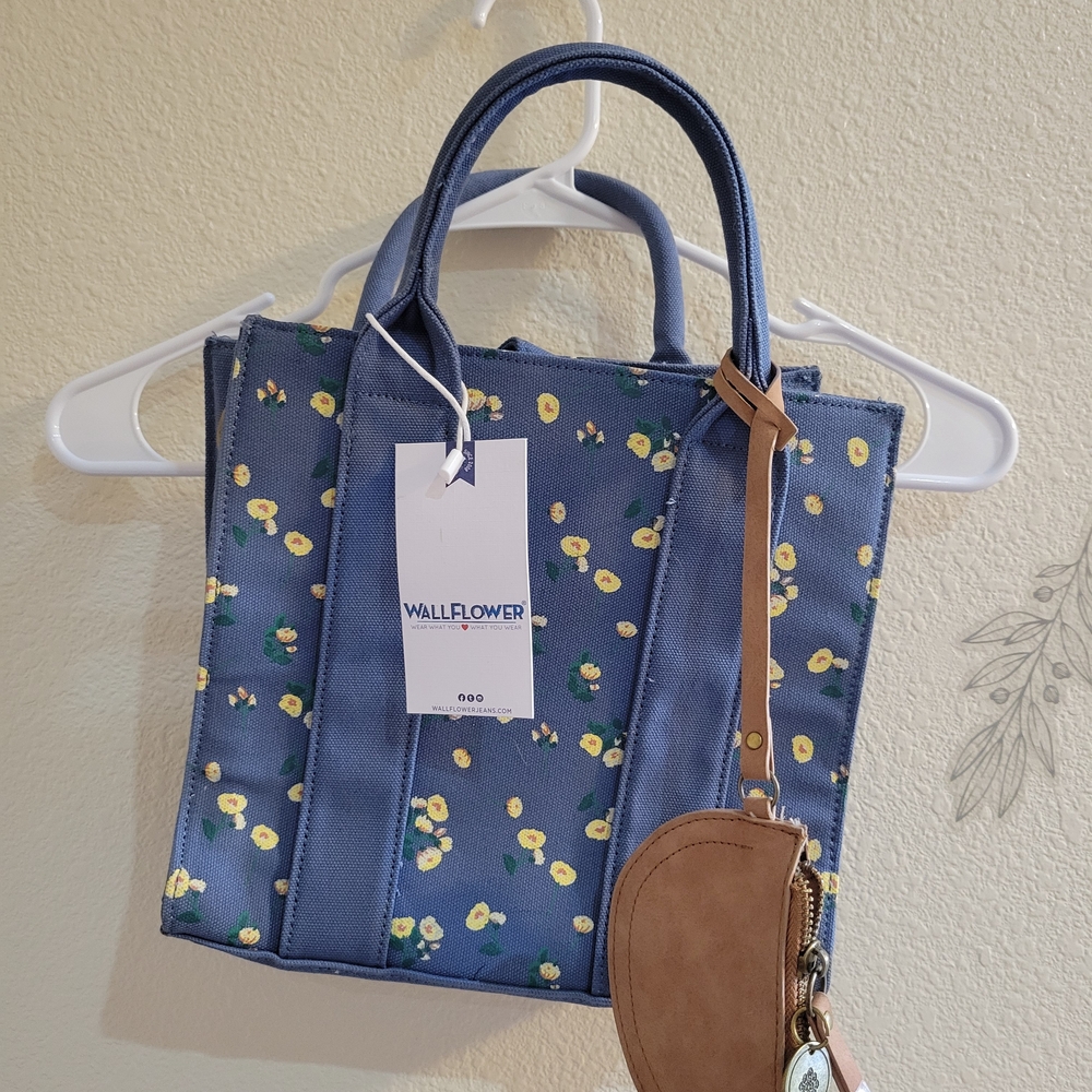 Wallflower Blue Denim and Yellow Floral Hand Or Crossbody Bag With Coin Purse